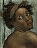 Michelangelo 1509 Voute de la Chapelle Sixtine Couple au dessus de la sibylle d'Erythree Detail d'un ignudo.JPG